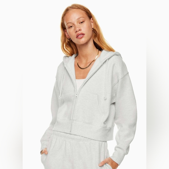 Aritzia TNA Cozy Sweatfleece Boyfriend Boxy Zip Hoodie In Seashell Pink Size S - Picture 11 of 15